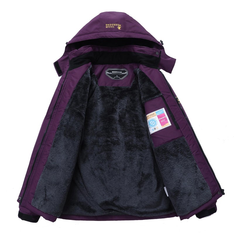 MOERDENG Women's Waterproof Ski Jacket Warm Winter Snow Coat Mountain Windbreaker Hooded Raincoat Jacket - Image 3